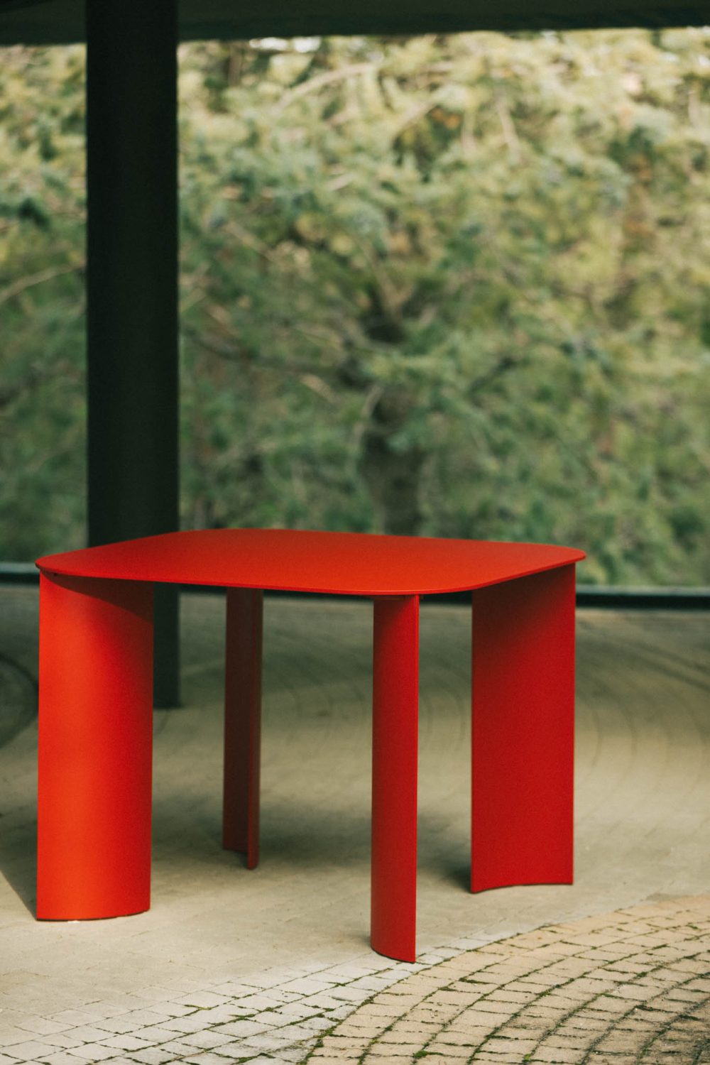 India S Outdoor Table Red Fire by Marco Ripa at Savannah Bay Gallery Outdoor