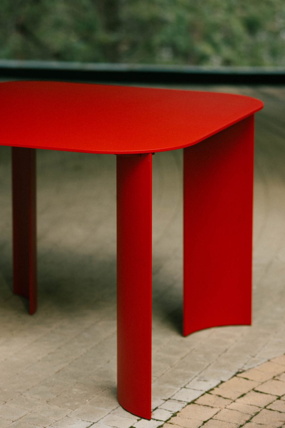 India S Outdoor Table Red Fire by Marco Ripa at Savannah Bay Gallery Outdoor