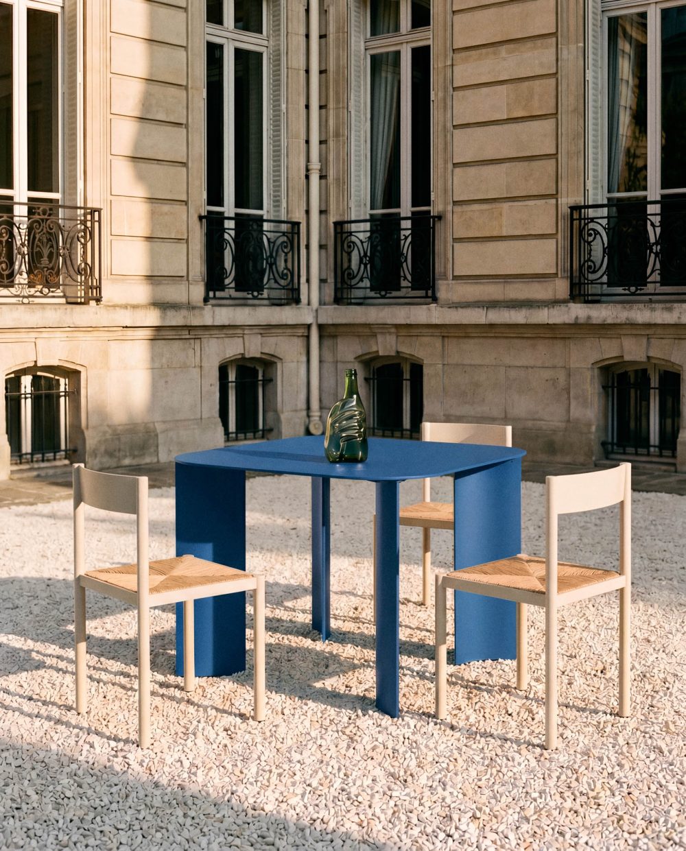 India S Bleue Table and Pond Chairs by RIPA At Savannah Bay Gallery