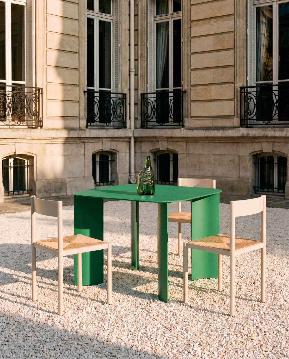 India S Green Table and Pond Chairs by RIPA At Savannah Bay Gallery