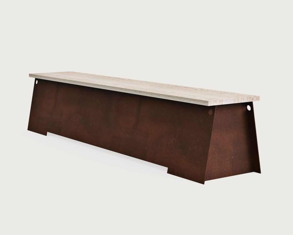 Corten Outdoor Bench 64 by Frama at Savannah Bay Gallery Outdoor